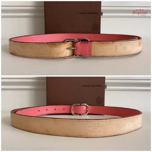 Authentic Louis Vuitton Pink Epi Leather Slim Silver Butterfly Buckle Belt 85/34 - Picture 6 of 13